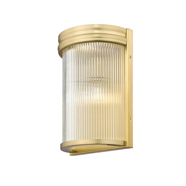 Carnaby Wall Sconce, 2-Light, 8 In.W X 4.75 In.L X 12 In.H, Modern Gold/Clear Ribbed